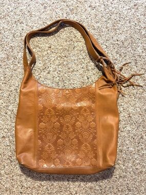 The Sak Tan Leather Embossed Shoulder Bag